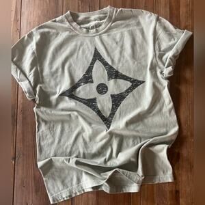 Comfort Colors Designer Vintage Floral Short Sleeve Khaki Tee Shirt Plus 3X